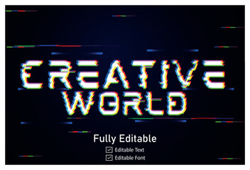 Realistic glitch text effect for video game text for editable cyber Monad vhs font