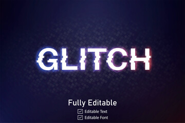 Realistic glitch text effect for video game text for editable cyber Monad vhs font