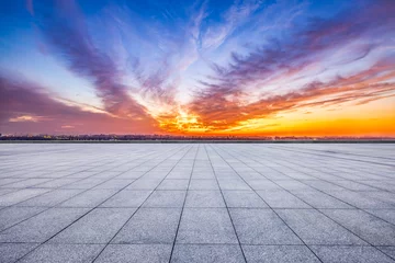 Foto op Aluminium Empty brick floor and sky cloudscape with skyline © zhao dongfang