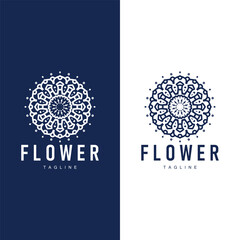 Abstract style floral logo design simple floral mandala illustrator template