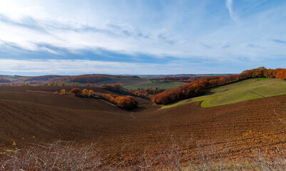 paysage de campagne gersoise aux couleurs de l'automne