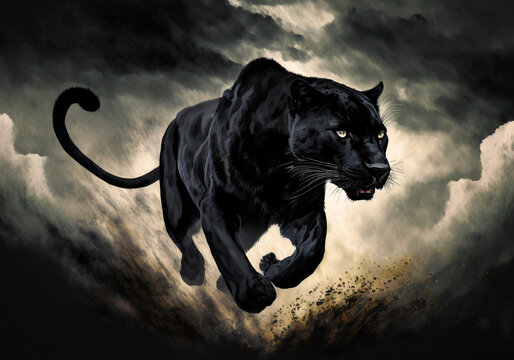 Premium Photo  Portrait of a beautiful black panther on a dark background  generative ai