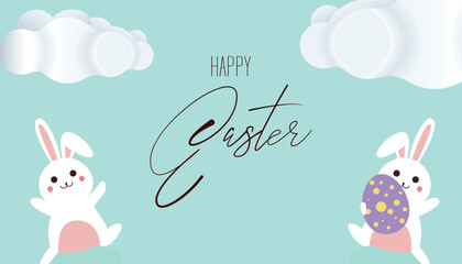 Happy Easter banner. Trendy Easter design. 
