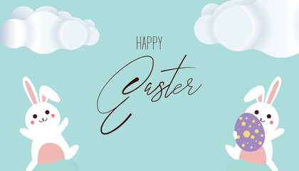 Happy Easter banner. Trendy Easter design. 