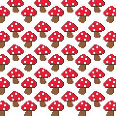 seamless pattern with red mushrooms