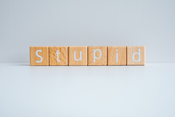 Wooden blocks form the text 