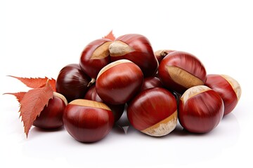 Chestnuts isolated on white background 