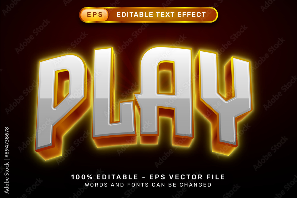 Poster play effect and editable text effect with light neon color