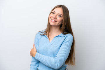 Fototapeta premium Young Lithuanian woman isolated on white background laughing