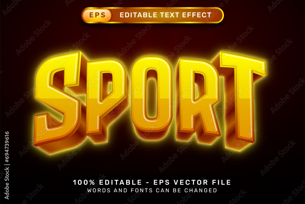 Poster sport effect and editable text effect with light neon color