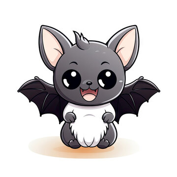 Illustration of a cute and funny cartoon bat cub.