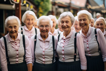 Joyful Gathering of Senior Women in Traditional Attire