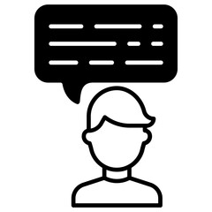 Man chat message solid glyph icon illustration