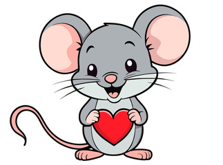 Adorable Valentine's day Mouse holding a heart