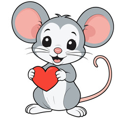 Cute Mouse holding a love symbol