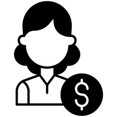 Women Dollar solid glyph icon illustration