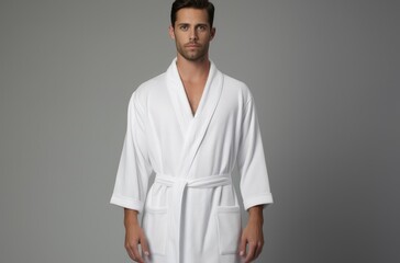Comfortable Man bath robe. Home male shower. Generate Ai