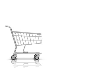 3D Realistic Shopping Cart With White Items