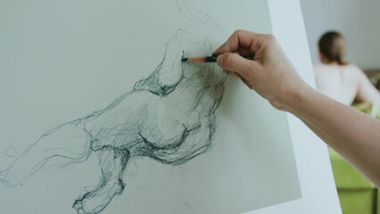 An artist at work in his studio