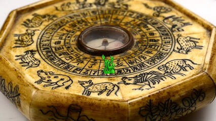 2024 year of the wood dragon, figure on a turning chinese compass