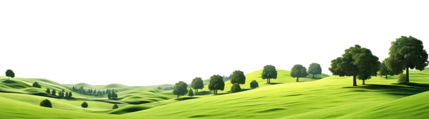 Foto op Plexiglas Rolling green hills adorned with lush trees, cut out © Yeti Studio