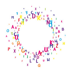 Scattered letters of latin alphabet. Colorful