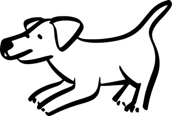 Cute Dog Illustration Line Art Outline Minimalism