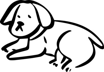 Cute Dog Illustration Line Art Outline Minimalism