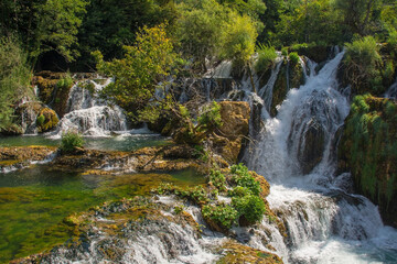 Milancev Buk waterfall at Martin Brod in Una-Sana Canton, Federation of Bosnia and Herzegovina....