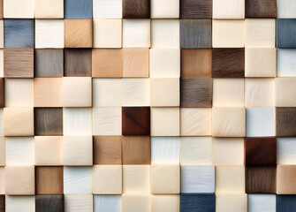 Modern Geometric Wooden Tiles Mosaic in Various Shades for Creative Interior Design