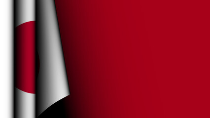 The Japanese flag on the left, against a red background