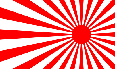 Red circle sun with sunlight rays japanese style icon on white background flat vector design