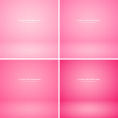 Fototapeta premium Empty rose studio abstract backgrounds with spotlight effect. Product showcase backdrop. Stage lighting. Vector illustration