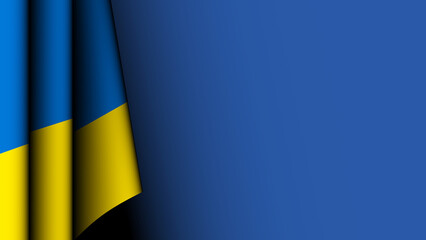 The Ukrainian flag on the left, against a blue background