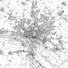 Hamburg map. Detailed light map of Hamburg (Germany). Natural features (lakes, rivers), various types of roads and buildings are grouped separately. - 694751024