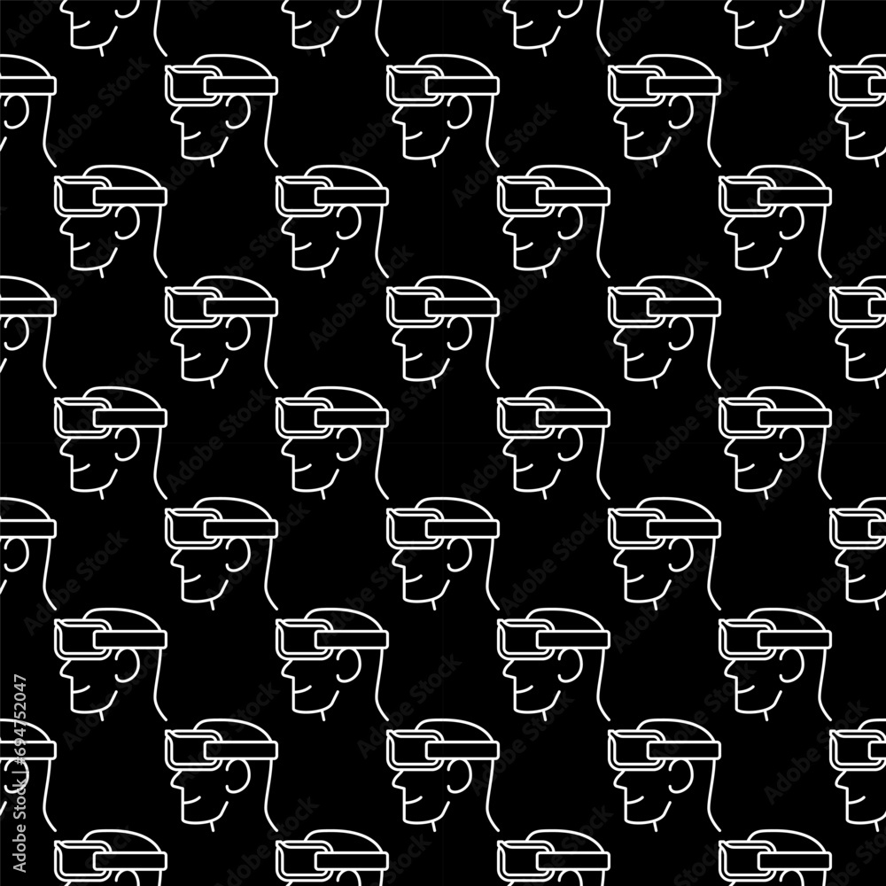 Poster fpv drone goggles vector concept line dark seamless pattern