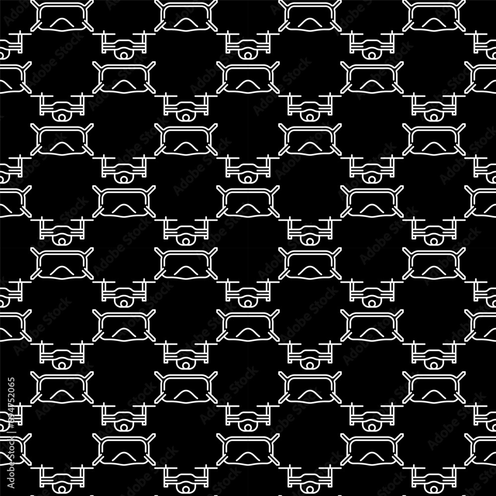 Poster fpv drone with goggles vector quadcopter dark outline seamless pattern