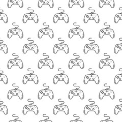 Gamepad for Computer vector Gamer Controlling Device simple seamless pattern in thin line style