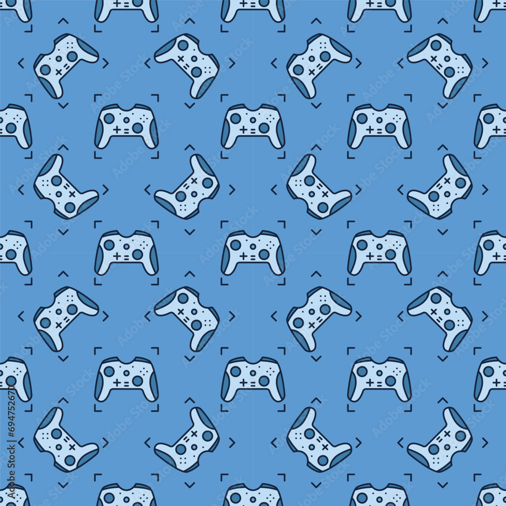 Aufkleber gamepad for console vector joypad colored seamless pattern