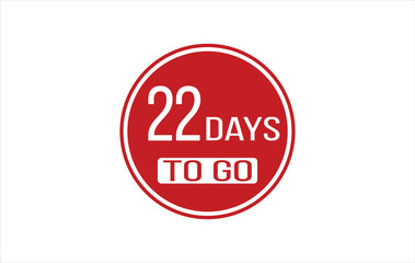 22 day to go. Countdown left days. Count time sale. Number of days remaining for sales and promotion. Sale promotion timer sign business concept. Vector illustration