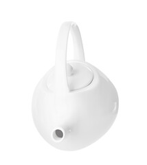 Clean empty ceramic teapot isolated on white