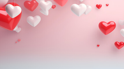 Valentine's Day background. Frame made of pink and white hearts on pastel pink background with space for text. Valentines day concept. copy space