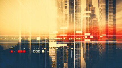 Abstract Urban Sunrise: A Fusion of Digital Technology and Cityscape Brilliance