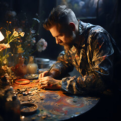 Generative AI,Passionate Artistry: Close-up of Craftsmanship