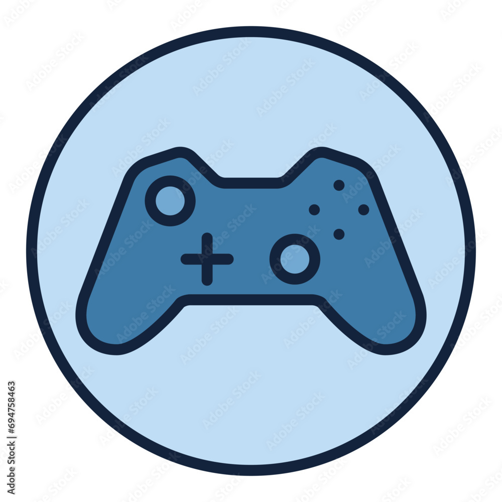 Poster circle with gamepad vector device for games colored icon or symbol