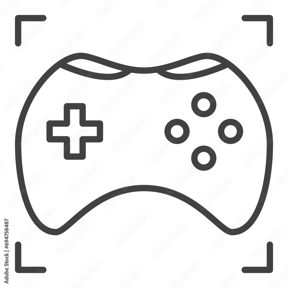 Poster console videogame controller vector wireless joypad linear icon or symbol