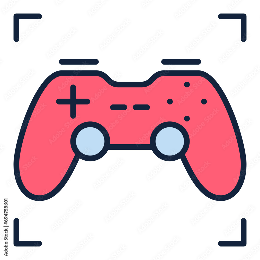 Poster red video game controller vector wireless gamepad colored icon or sign