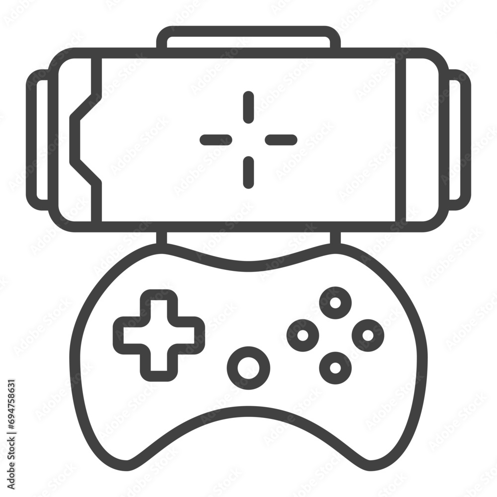 Poster smartphone game controller vector phone gamepad icon or symbol in outline style