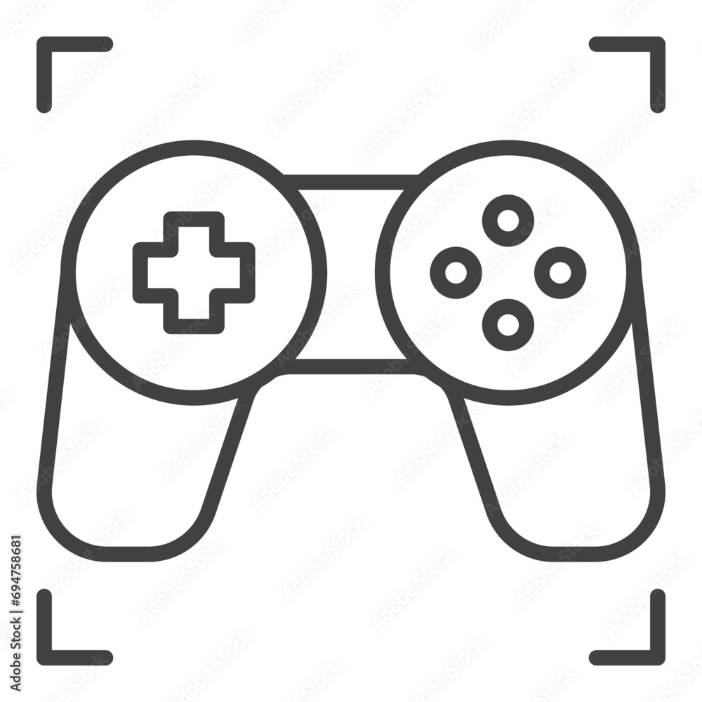 Poster videogame controller vector wireless gamepad for gamer linear icon or symbol