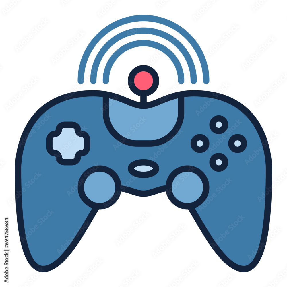 Poster wireless videogame controller vector gamepad colored icon or sign